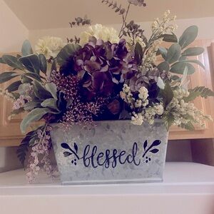 Gorgeous handmade centerpiece. Says blessed. Nice to decor for home